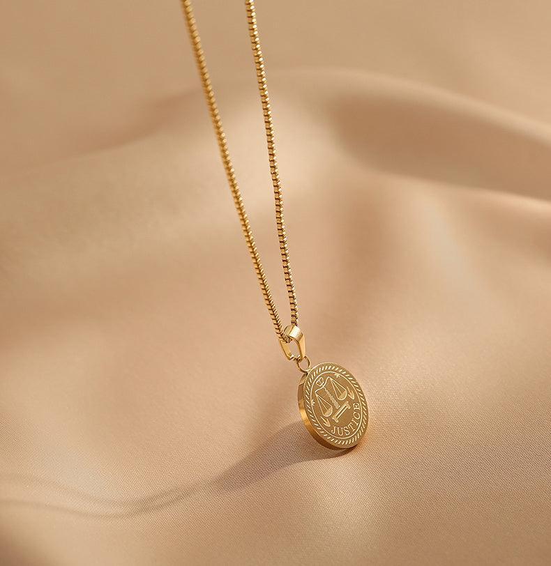 Ladies Gold Circle Disc Pentdent Necklace SKAJ019 - SWEETKAMA