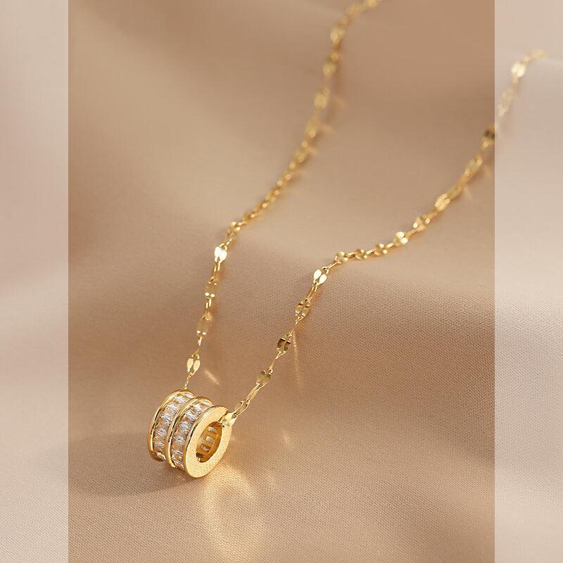 Ladies Golden Disc Necklace SKAJ038 - SWEETKAMA