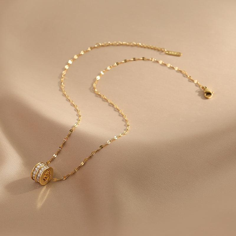 Ladies Golden Disc Necklace SKAJ038 - SWEETKAMA