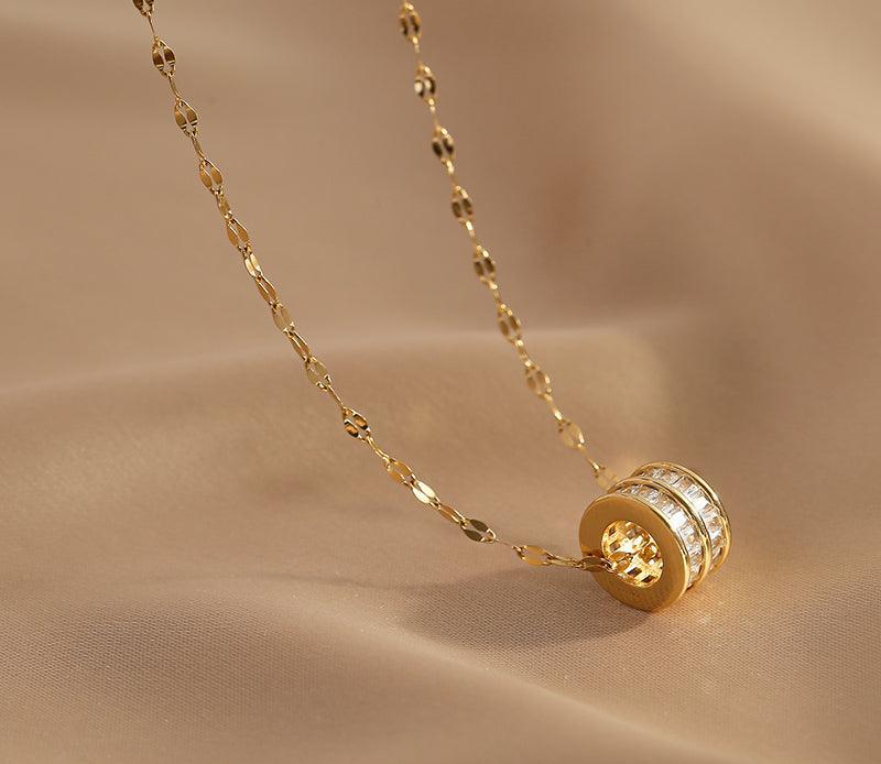 Ladies Golden Disc Necklace SKAJ038 - SWEETKAMA