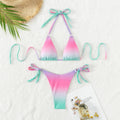 Ladies Gradient String Shouder 2PCS Bikini Set 3068 - SWEETKAMA