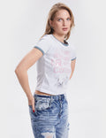 Ladies Graphic Print Sequin Crew Neck Tee SKT306 - SWEETKAMA