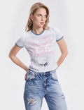 Ladies Graphic Print Sequin Crew Neck Tee SKT306 - SWEETKAMA