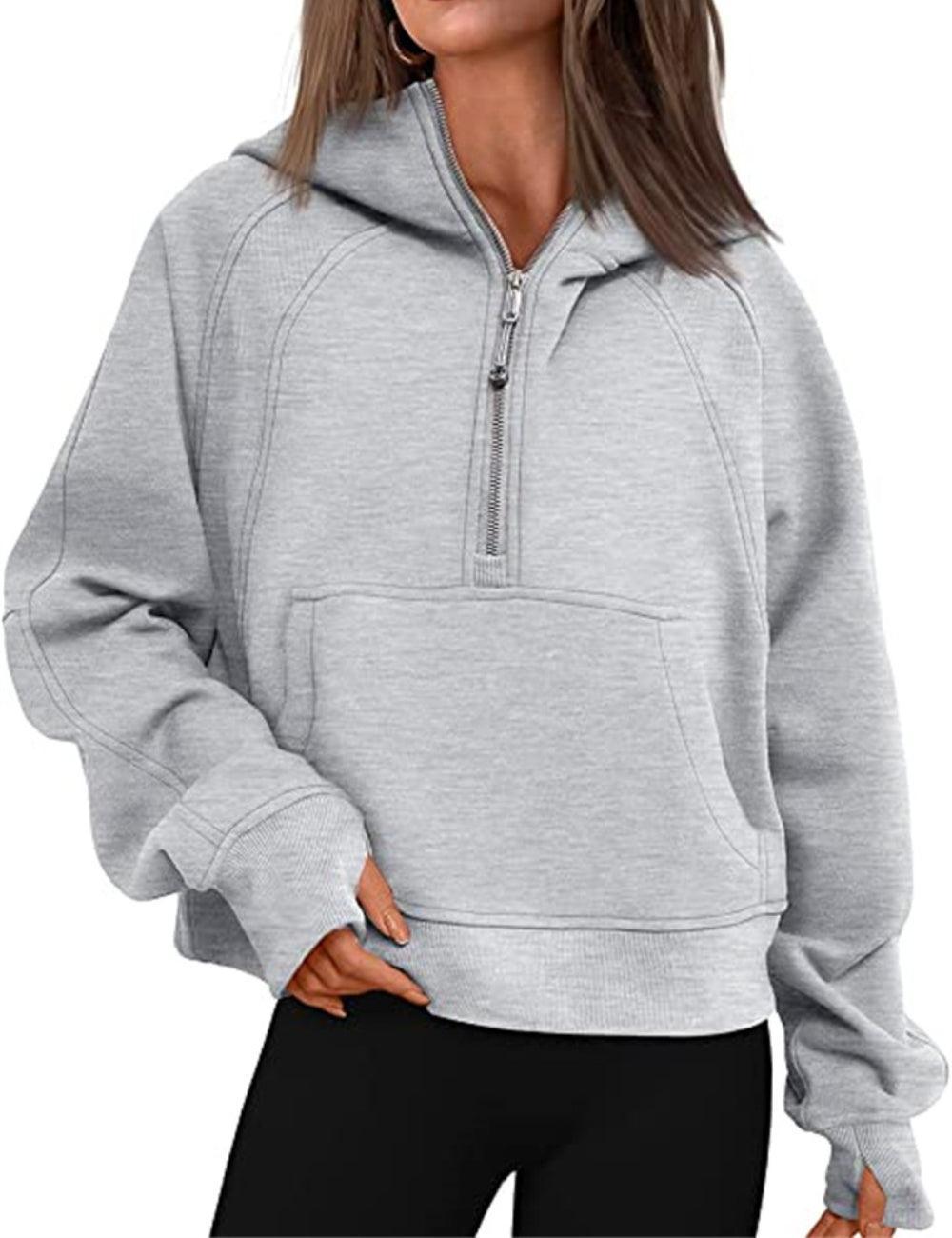 Ladies Half Zip Daily Hoodie Sweatshirt 2323 - SWEETKAMA