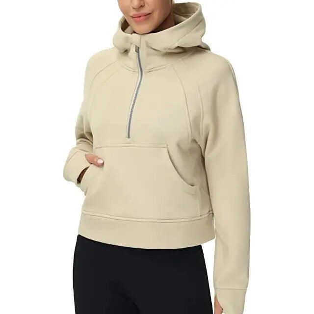 Ladies Half Zip Daily Hoodie Sweatshirt 2323 - SWEETKAMA