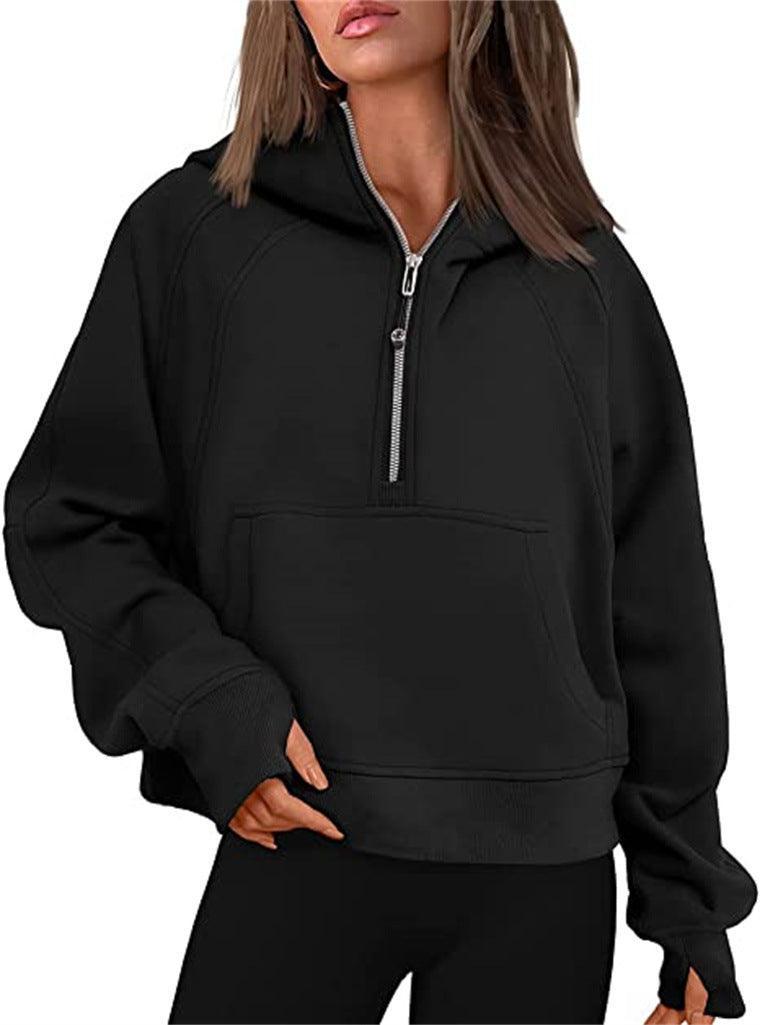 Ladies Half Zip Daily Hoodie Sweatshirt 2323 - SWEETKAMA