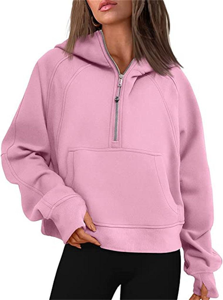 Ladies Half Zip Daily Hoodie Sweatshirt 2323 - SWEETKAMA