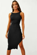 Ladies Halter Side Split Daily Knit Dress EQIL - SWEETKAMA