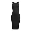 Ladies Halter Side Split Daily Knit Dress EQIL - SWEETKAMA