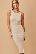 Ladies Halter Side Split Daily Knit Dress EQIL - SWEETKAMA