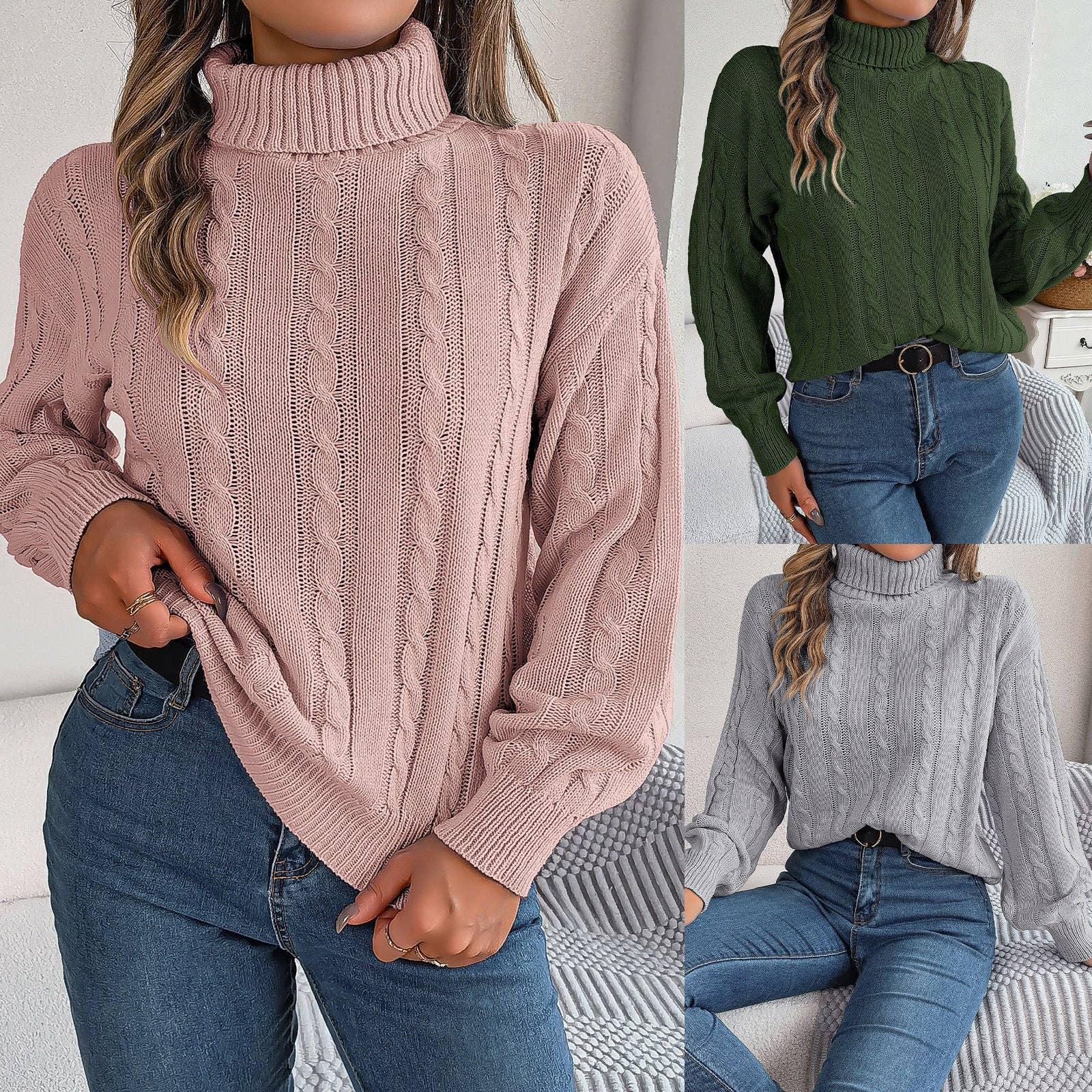 Ladies High Collar Long Sleeves Sweater 2128 - SWEETKAMA