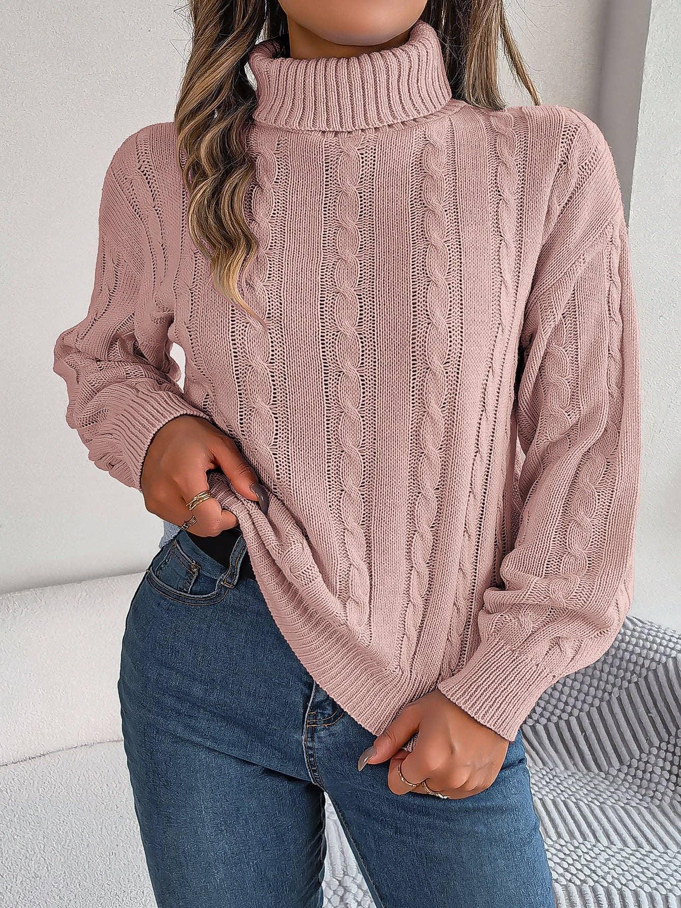 Ladies High Collar Long Sleeves Sweater 2128 - SWEETKAMA