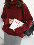 Ladies High Collar Solid Color Loose Sweater 36490 - SWEETKAMA