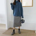 Ladies High Collar Solid Color Loose Sweater 36490 - SWEETKAMA