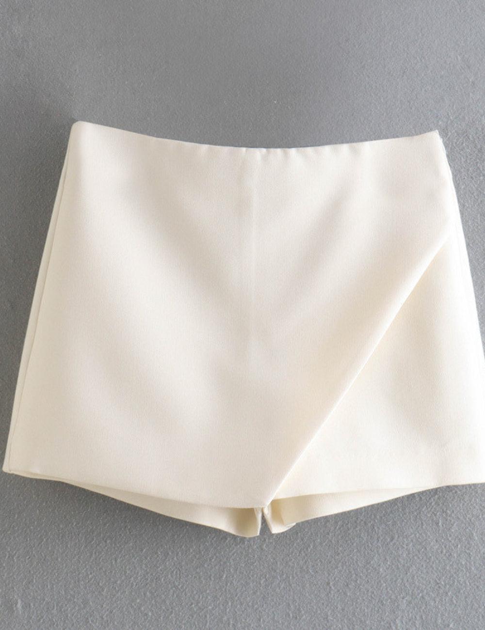 Ladies High Waist Plain Asymmetrical Skorts 1021 - SWEETKAMA