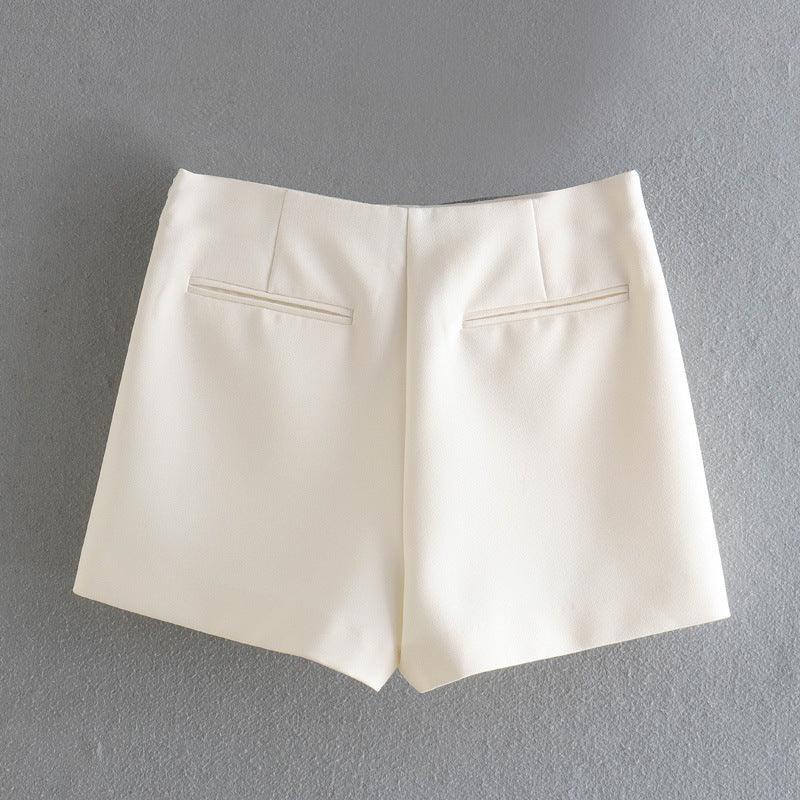 Ladies High Waist Plain Asymmetrical Skorts 1021 - SWEETKAMA