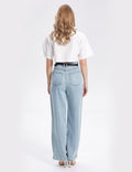 Ladies High Waist Straight Leg Denim Pants SKP284 - SWEETKAMA