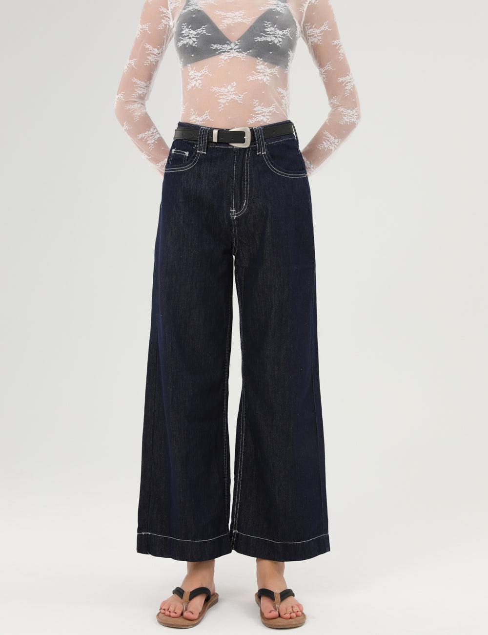 Ladies High Waist Straight Leg Denim Pants SKP284 - SWEETKAMA