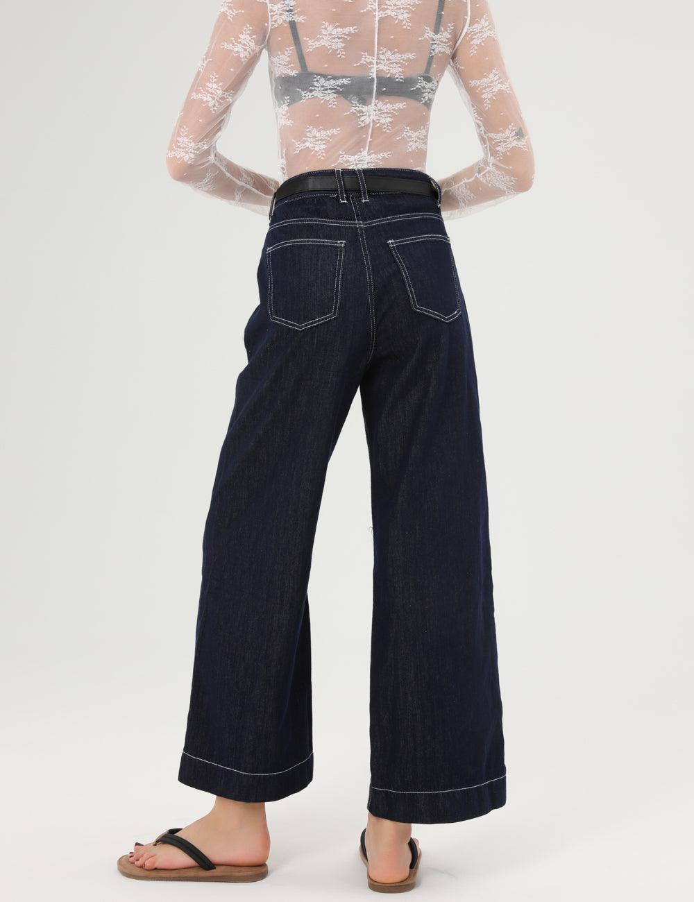 Ladies High Waist Straight Leg Denim Pants SKP284 - SWEETKAMA