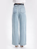 Ladies High Waist Straight Leg Denim Pants SKP284 - SWEETKAMA