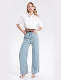 Ladies High Waist Straight Leg Denim Pants SKP284 - SWEETKAMA