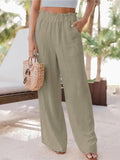 Ladies High Waist Stright Wide Leg Pants SKP9029 - SWEETKAMA