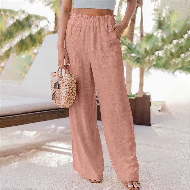 Ladies High Waist Stright Wide Leg Pants SKP9029 - SWEETKAMA