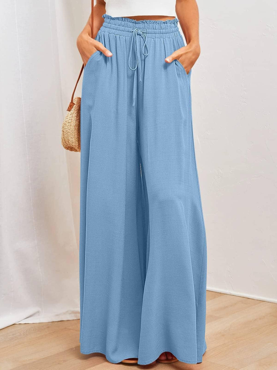 Ladies High Waist Wide Leg Daily Pants BL0121 - SWEETKAMA