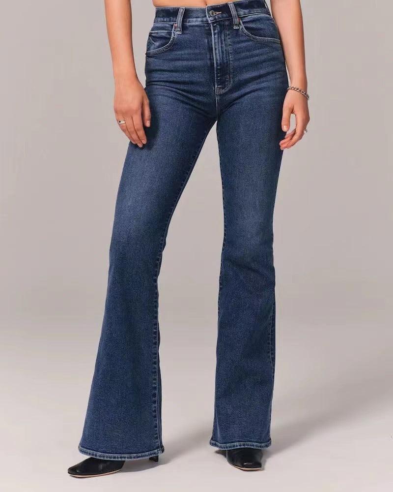 Ladies High Waisted Flare Denim Pants 413 - SWEETKAMA