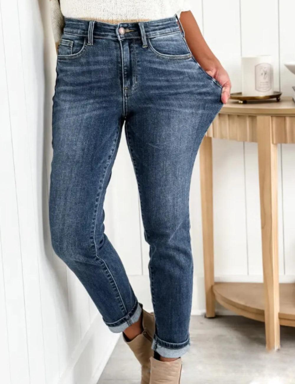 Ladies High Waisted Pocket Denim Pants 604 - SWEETKAMA