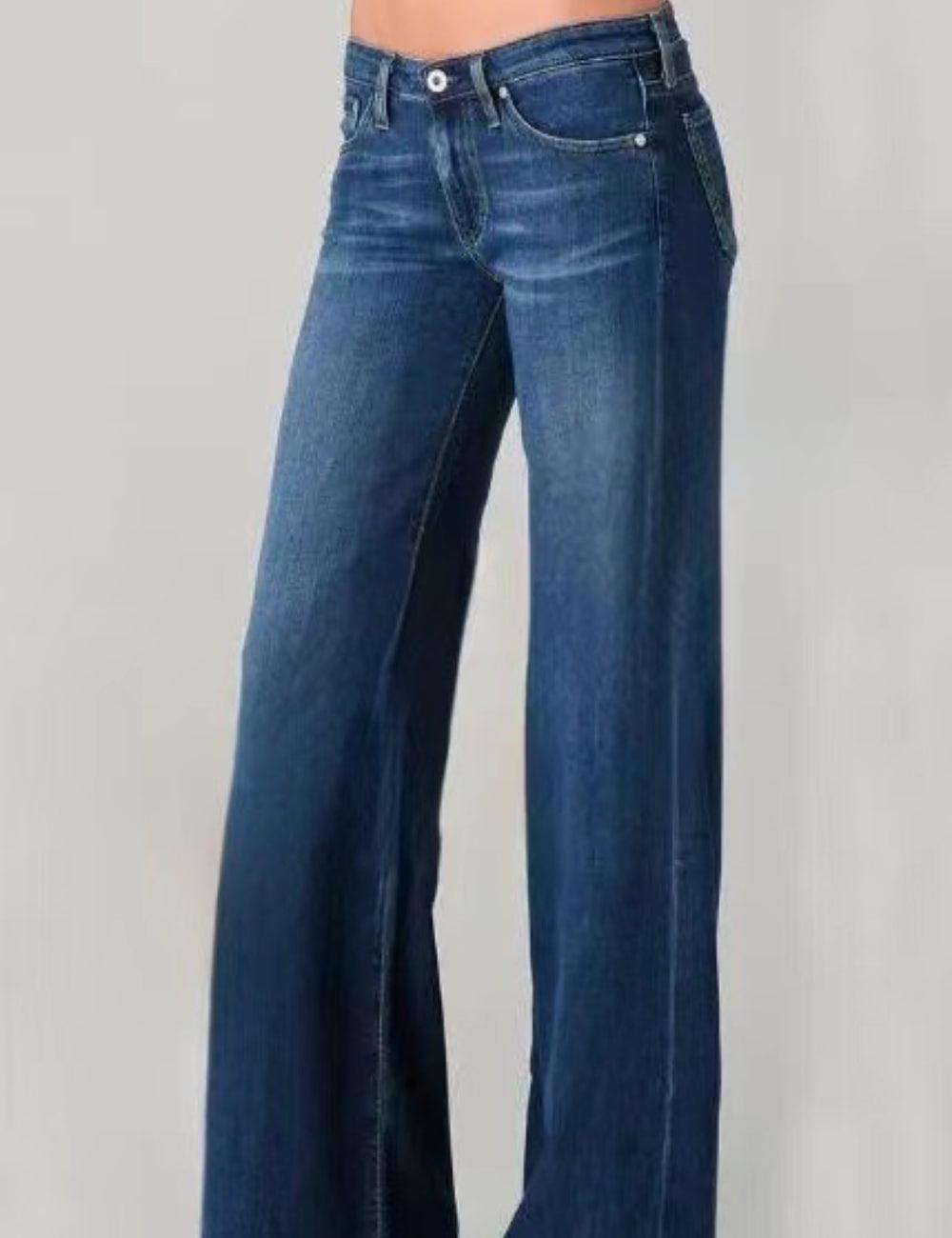 Ladies High Waisted Wide Leg Jeans 333333 - SWEETKAMA