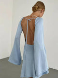 Ladies Hollow Out See Through Backless Knit Dress FQD1960 - SWEETKAMA