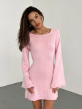 Ladies Hollow Out See Through Backless Knit Dress FQD1960 - SWEETKAMA