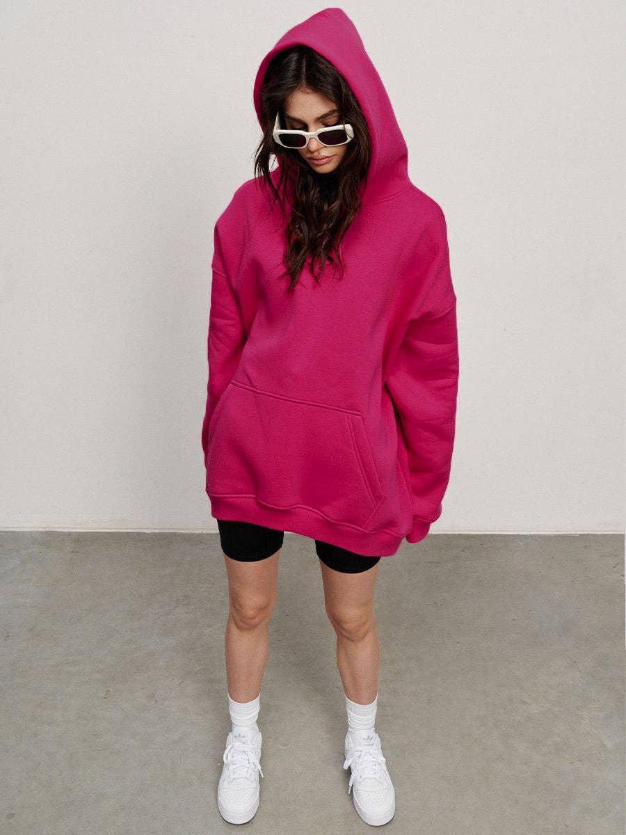 Ladies Hooded Long Sleeves Color Casual Hoodie WY0007 - SWEETKAMA