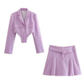 Ladies Irregular Coat And Pleated Skirt Set A19687 - SWEETKAMA