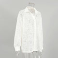 Ladies Lace See Through Ladies Botton Down Shirt CY1358 - SWEETKAMA