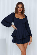 Ladies Lantern Sleeves Square Neck Daily Romper GKAF - SWEETKAMA