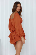 Ladies Lantern Sleeves Square Neck Daily Romper GKAF - SWEETKAMA