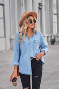 Ladies Lapel Button Down Casual Daily Shirt MN2102 - SWEETKAMA