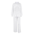 Ladies Lapel Shirt with Pants 2PCS Daily Set 2SYCK1507B - SWEETKAMA