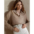 Ladies Lapel V-Neck Long Sleeves Sweater MY0005 - SWEETKAMA