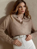 Ladies Lapel V-Neck Long Sleeves Sweater MY0005 - SWEETKAMA