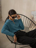 Ladies Lapel V-Neck Long Sleeves Sweater MY0005 - SWEETKAMA