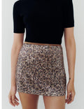 Ladies Leopard Hip Wrap Sequin Mini Skirt SKS2405 - SWEETKAMA