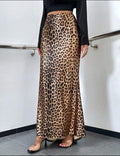 Ladies Leopard Print Mermaid Hem Skirt GG008 - SWEETKAMA