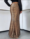 Ladies Leopard Print Mermaid Hem Skirt GG008 - SWEETKAMA