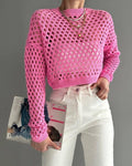 Ladies Long Sleeves Hollow Out Daily Knit Blouse MY8003 - SWEETKAMA