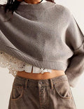 Ladies Long Sleeves Street Crop Pullover SKT514 - SWEETKAMA