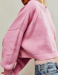 Ladies Long Sleeves Street Crop Pullover SKT514 - SWEETKAMA