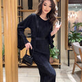 Ladies Long Sleeves Wrinkle Casual Midi Dress LYQ12155T - SWEETKAMA